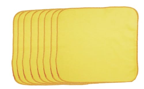 Yellow Dusters (8 Pcs) Feather Duster Cotton Dusting Cloths Lint Free Thick & Soft Washable Reusable Multi Surface Cleaner Ideal for Wood Cleaning Window Kitchen Duster Towel & Car Duster 28 x 30 CM