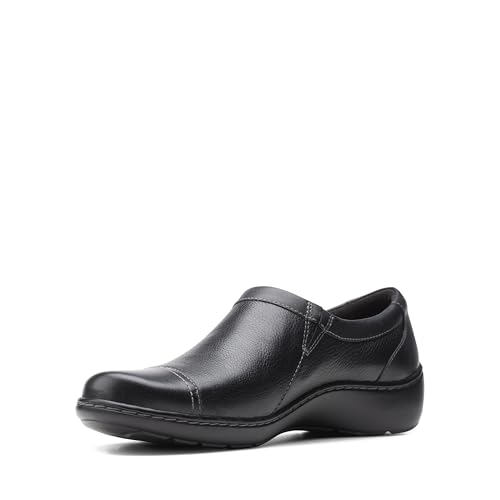 Clarks Women's Cora Giny Loafer Flat, Black Tumbled/Smooth Leather – Ansicht 8