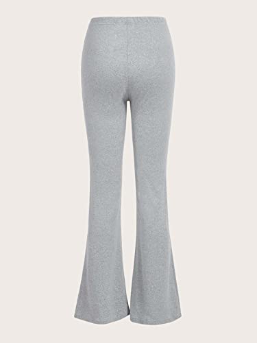 Soly Hux Women's High Waist Flare Leg Bell Bottom Sweatpants Tie Knot Front Casual Bootcut Yoga Pants Solid Light Grey L #TOP1