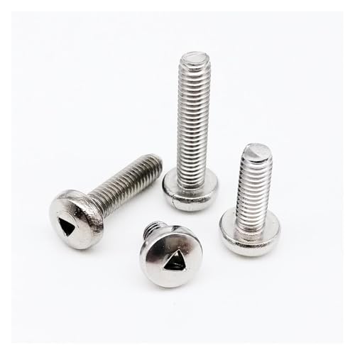 10 pz M2 M3 M4 Lunghezza 6-20mm A2-70 304 Acciaio Inossidabile Triangolo Socket Triangolare Scanalato Rotondo Pan Piatto Testa Svasata Vite di Sicurezza Bullone (Color : Round head, Size : M4x20mm)