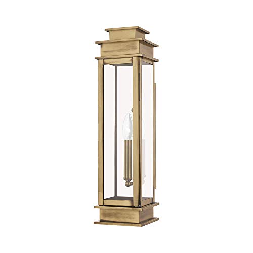 Image of Livex Lighting 20207-01 1-Light Outdoor Wall Lantern, Antique Brass | Transitional design