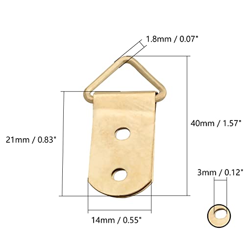 Image of Aicosineg Triangle Ring Picture Hangers 40mm x 14mm Hardware Assortment Kit, for Hanging Clock Paintings Picture Frame Home Decoration Artwork Creative Photo Hanging Solutions Golden Tone 20pcs