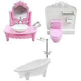 Ensemble de salle de bain complet : Cet ensemble de meubles de maison de poupée 3 pièces comprend des toilettes, une baignoire et un lavabo, offrant une salle de bain entièrement équipée pour votre maison de poupée..C'est le complément parfait pour améliorer n'importe quelle maison miniature.