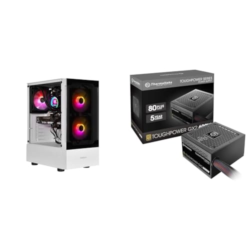 Image of GAMDIAS White RGB Gaming ATX Mid Tower Computer PC Case with Side Tempered Glass Panel & Thermaltake Toughpower GX2 80+ Gold 600W SLI /Crossfire Ready Continuous Power ATX 12V V2.4 /EPS V2.92