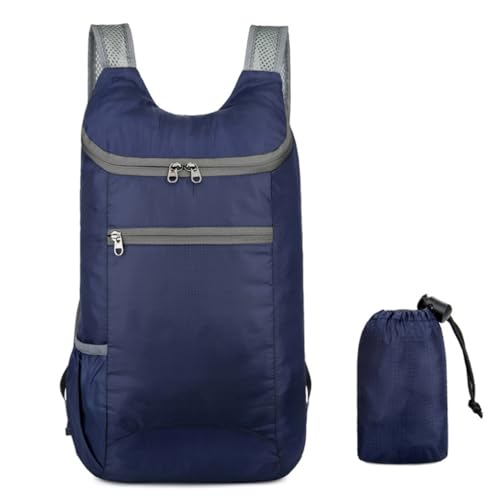 XAGMODSHN Mochila de senderismo ultraligera, plegable, a prueba de salpicaduras, mochila de viaje para acampar al aire libre, escalada, Azul oscuro, 12*4*9cm