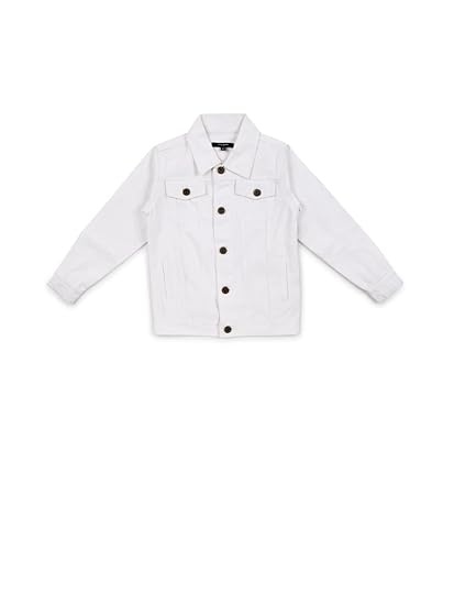 Style Quotient Boys White Solid Denim Jacket
