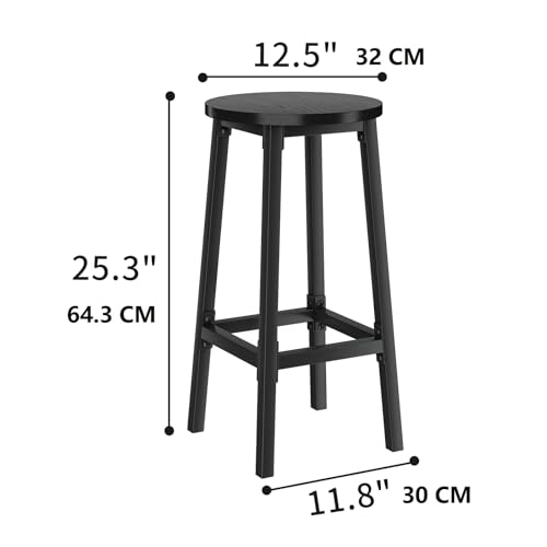 Conjunto de 2 Peças de Bancos de Bar, 2 Conjuntos de Bancos de Metal Bar de Café, Assento Alto de 64