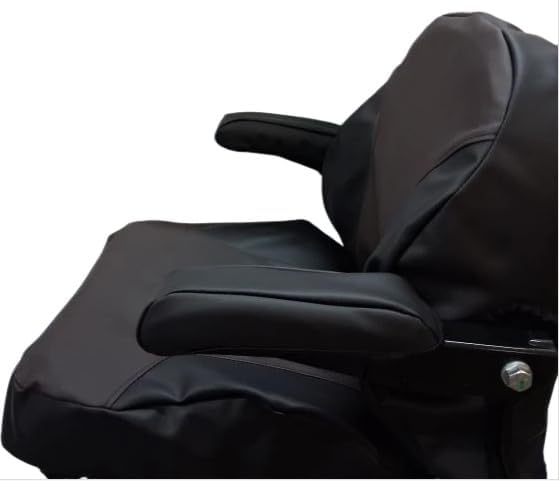 Universal Lawn Mower Seat with Adjustable Armrest Black Brown Vinyl TS101,Replacement for Universal, John Deere OEM
