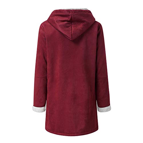 BIBOKAOKE BIBOKAOKE Damen Winterjacke Warme gefüttert Fleecejacke Hornknöpfe Plüschmantel Herbst Winter Übergangsjacke mit Kapuze Plüschjacke Kapuzenjacke Bequem Warme Parka Outwear Wintermantel