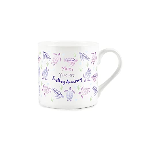 Purely Home Turtley Amazing Mum Design Mug - Fine Bone China White Mothers Day Mug Coffee/Tea Gift