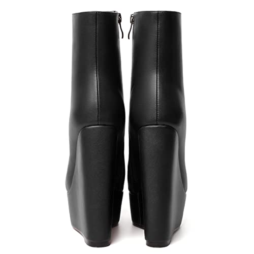 WAYDERNS Womens Matte Dating Round Toe Zip Platform Solid Casual Wedge High Heel Ankle High Boots 6 Inch4