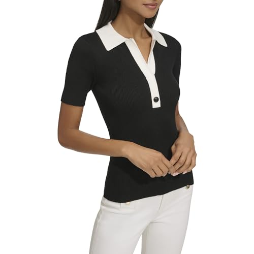 Image of Karl Lagerfeld Womens Collar Polo Sweater