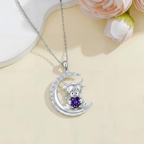 Image of PROESS Animal Birthstone Necklace 925 Sterling Silver Otter /Axolotl /Hippo /Elephant /Dachshund /Monkey /Red Panda Pendant Necklace Animal Birthstone Jewelry Gifts for Women