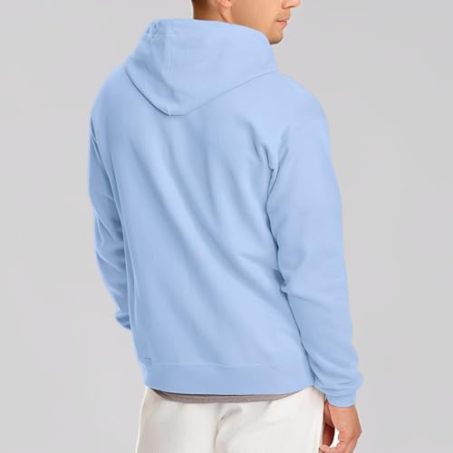 Men's Zip-up Hooded Sweatshirts Full-Zip Hoodie Long Sleeve Solid Color Drawstring Casual Hoodies for Men with Pocket3