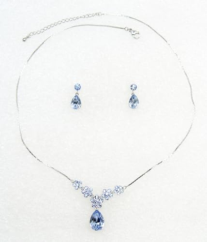 Faship Gorgeous Rhinestone Crystal Floral Necklace Earrings Set2
