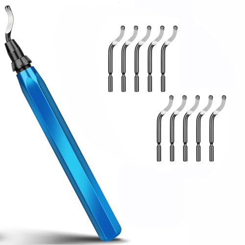 Heeieuk 3D Metallgriff Entgratwerkzeug – mit 11 Ersatzklingen zum Entgraten, Schneiden und Polieren von 3D-Druckteilen, Kupfer, Aluminium, Kunststoff und Holzprodukten