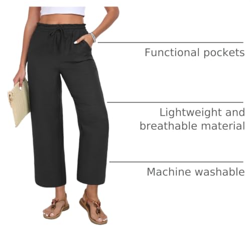 Image of EDUWU Women Casual Pants Loose High Waist Cropped Palazzo Beach Pants Summer Outfits 2026 Trendy