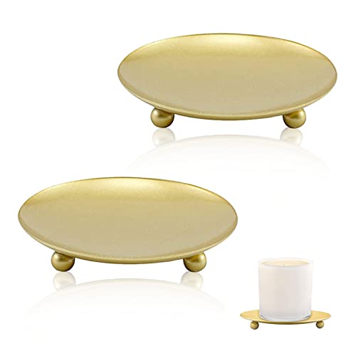 Feliciay Portavelas Retro de Metal - 2 Unidades, 10 cm, Dorado - para Bodas, Conos de Incienso, Spa, Oración en Casa, Fiesta, Mesa de Navidad, Decoración