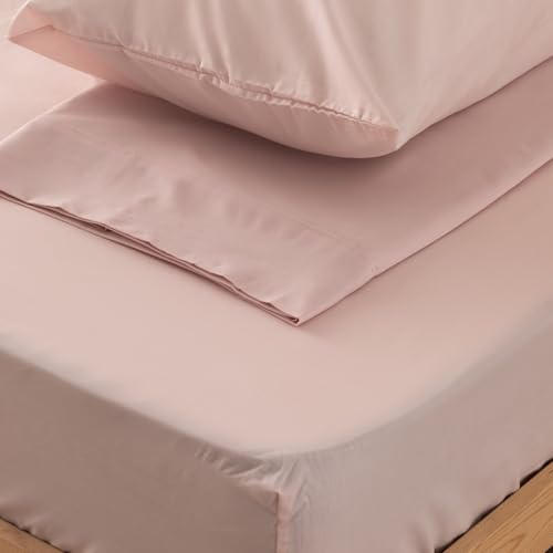 Donegal Collections - Sábana Bajera Ajustable Cama 135x190/200 Rosa Palo - 50% Algodón 50 Poliéster Bajeras Suavidad y Elástico Cubre Colchón Antipeeling