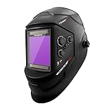 Tsinglax Large Viewing Screen 3.94'X3.66' True Color Solar Powered Auto Darkening Welding Helmet, 4 Sensor & Wide Shade Range 4~5/9-9/13 Welding Mask for TIG MIG ARC Weld Grinding
