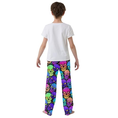 ZZXXB Galaxy Skull with Bright Eyes Boys Long Pants Soft Trousers Elastic Waist Kids Lounge Bottoms with Pockets S-XL3