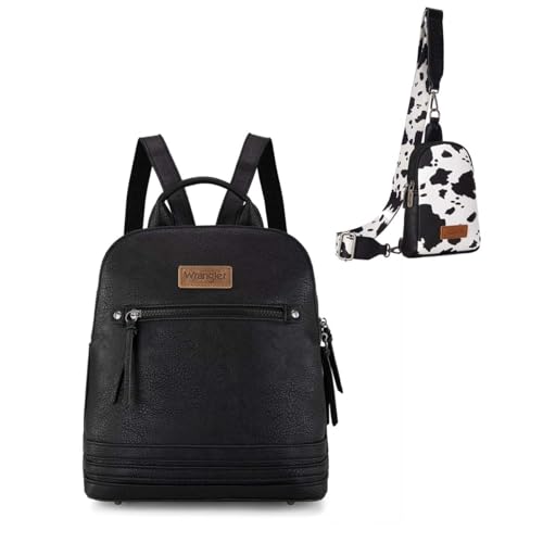 Montana West Wrangler Cow Print Crossbody Bags for Women & Medium Backpack Purse for Women