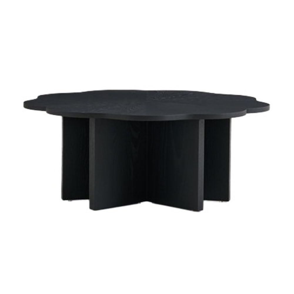ZTHYSHOZ Side Table Scalloped Wood Coffee Table Floral-Shaped Top No Assembly Modern Living Room Decor