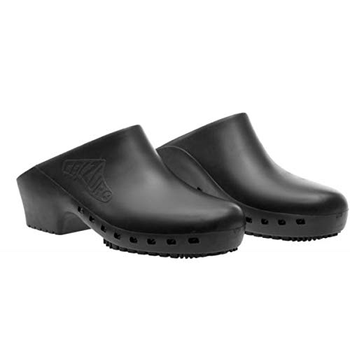 CALZURO Zuecos sanitarios clásicos S sin agujeros profesionales, marcado CE, 39-40, color negro, Negro , 39/40 EU