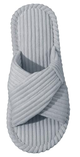 Slippers Women Memory Foam House Bedroom Corduroy Bow Crossbands Open Toe Slide Comfy Shoes Gift Indoor Outdoor