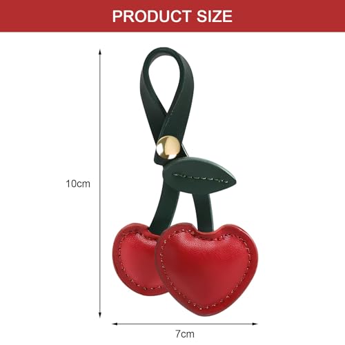 APOMOONS Llavero Mujer Cerezas, PU Llavero Coche Mujer, Llavero Cuero Llaveros Mujer, Cherry Bag Charm Women Accessories, Llavero Colgante Rojo Regalos de Cumpleaños para Señoras - imagen 3