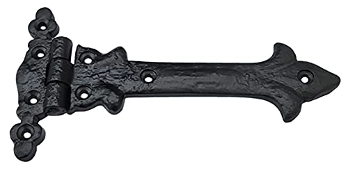 Image of Adonai Hardware Adonijah Antique Cast Iron Strap T Hinge (6 inch X 4 Pack, Matte Black) for Barn Doors, Gates, Kitchen Cabinets, Sheds, Wooden Box, Furniture, Cedar Chest and Trunks
