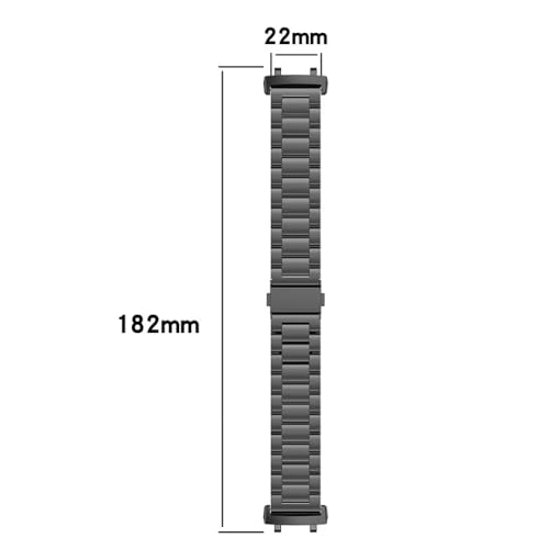 Image of OBOE Stainless Steel Watch Strap for Amazfit T-Rex 3, Black | Compatible with Amazfit T-Rex 3, Sports Watch Band, Watch Not Included