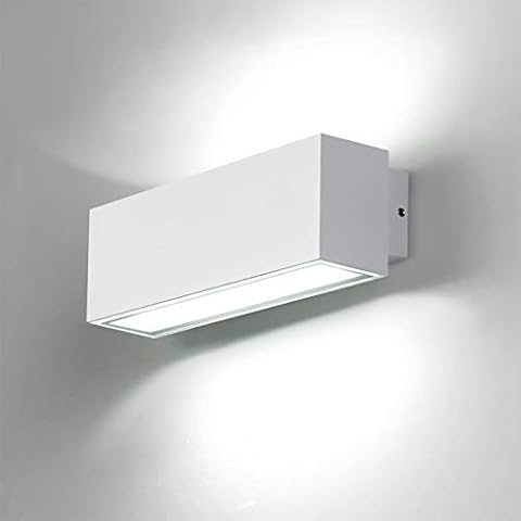 Dr.lazy 12W Led Wall Lamp Outdoor LED Wall Sconce IP65 Waterproof Wall Lighting Aluminium Up Down Outside Wall Lights for Patio, Terrace, Garden, Hallway, Balcony, Porch (White/Cold White) Cover