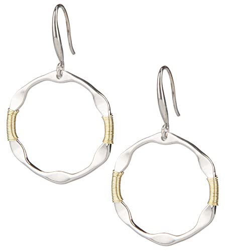 SPUNKYsoul Handmade Gold and Silver Wire Wrapped Earrings for Women (Hoop Silver with Gold Wire)