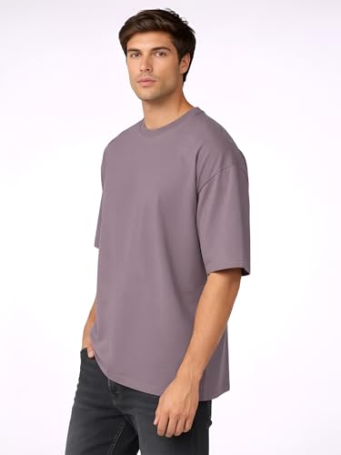 Image of CHKOKKO Oversized Tshirt for man Solid Classic Round Neck Loose Fit Half Sleeve Soft and Comfortable Casual Stylish wear for Summer
