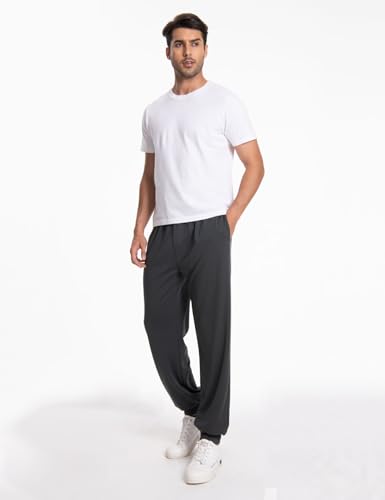 2 Pack Men's Casual Sweatpants Soft Fleece Active Athletic Workout Jogger Pants with Pocket and Drawstring3