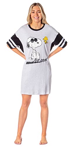 INTIMO Peanuts Joe Cool Snoopy Woodstock Oversized Boyfriend Varsity Nightgown Womens Night Shirt4