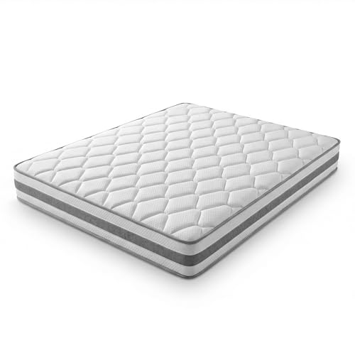 phosir Colchón de muelles ensacados 160 x 200 H4, 7 zonas, 25 cm de altura, fuerza de apoyo fija hasta 300 kg, certificado Oeko-Tex, transpirable, funda de doble paño, espuma cómoda