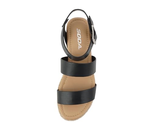 Image of Soda Bryce Espadrille Wedge Sandal with Open Toe Buckle and Ankle Strap