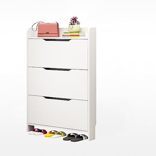 YJKKZQLB Zapatero Delgado y Oculto - Organizador de Zapatos de Color Teca con Puertas para Espacios pequeños - Zapatero Moderno para Entrada y Pasillo