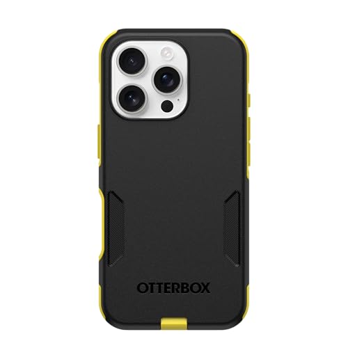 Image of OtterBox iPhone 16 Pro (Only) - Commuter Series MagSafe Case - Night (Black & Yellow) - Built-in Magnets - Slim & Tough - Pocket-Friendly - with Port Protection