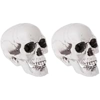 Tradineur - Pack de 2 Calavera para Halloween, plástico, cráneo,
