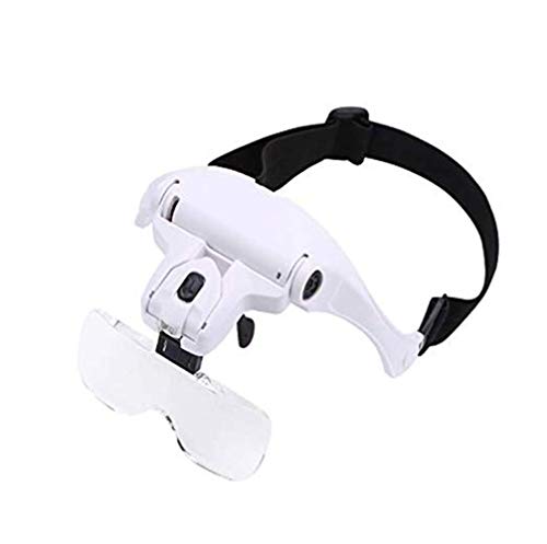 Loupe de tête avec éclairage bandeau grossissant réglable et 5 verres amovibles