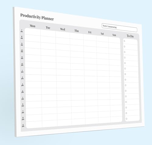 Zeitmanagement-Planer, perfekt für Zuhause, Büro, Studium/Revision und allgemeine Produktivität, A4-Größe mit 52 Blatt zum Abreißen, hochwertiges 100 g/m²-Papier mit einem stabilen