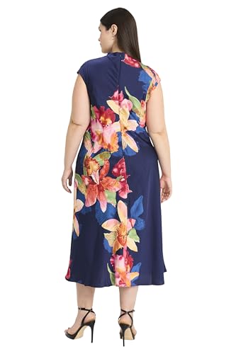 Image of Maggy London Women's Women's Mock Neck Midi Length A-line - Cap Sleeve Formal - Special Occasion Dress