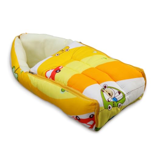 LuvLap 3 in 1 Baby Sleeping Bag and Carry Nest, Cotton Bed Cum Infant Portable Bassinet, forbaby Carrying and co Sleeping, Unisex Baby Bedding Set for New Born 0-12 Months (Cars Print,Multicolor)