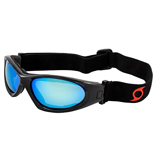 Hurricane Eyewear Category 5 Jet & Water Ski Sunglasses to Goggles Hybrid 2 Pairs Black Frames w/Blue Mirror & Driving Mirror Lenses3