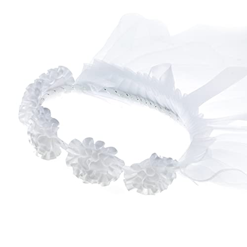 Girls First Communion Veil Two Layers White Flower Headband Flower Girl Floral Crown2