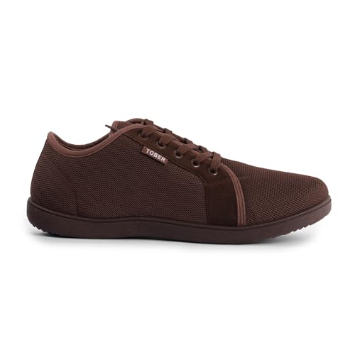 Men’s Lightweight Casual Shoes | Breathable Knit or Canvas Upper with TPR Sole – Comfort Everyday Lace-Up Trainers (Knit Brown, UK9)