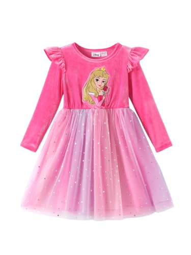 Image of Disney Girls' Tulle Tutu Dress Birthday Party Outfit Baby /Toddler | Officially Licensed, Frozen Elsa, Minnie, Princess, Velvet Top with Belt, Multi-Layer Mesh Skirt, Ruffle Long Sleeve Clothes